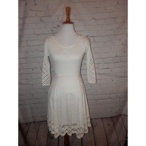 FREE PEOPLE Dress XS White Hippie Gauze Lace